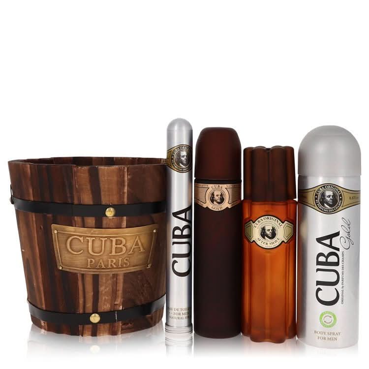Cuba Gold by Fragluxe Gift Set - 3.4 oz Eau De Toilette Spray + 1.17 oz Eau De Toilette Spray + 6.7 oz Body Spray + 3.3 oz After Shave for Men - The Melanated's Fundamentals