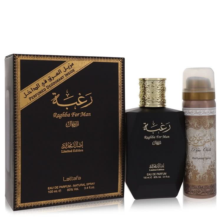 Lattafa Raghba Man by Lattafa Eau De Parfum Spray plus 1.7 oz Deodorant Spray 3.4 oz for Men - The Melanated's Fundamentals