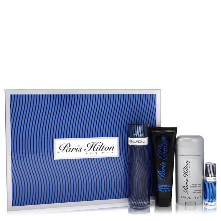 Paris Hilton by Paris Hilton Gift Set - 3.4 oz Eau De Toilette Spray + 3 oz Body Wash + 2.75 oz Deodorant Stick + .25 Mini EDT Spray for Men - The Melanated's Fundamentals