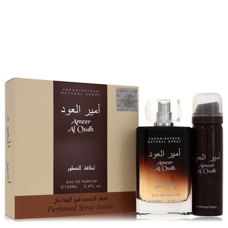 Ameer Al Oudh by Lattafa Gift Set - 3.4 oz Eau De Parfum Spray + 1.7 oz Perfumed Spray for Men - The Melanated's Fundamentals