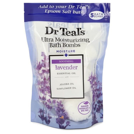 Dr Teal's Ultra Moisturizing Bath Bombs by Dr Teal's Five (5) 1.6 oz Moisture Soothing Bath Bombs with Lavender, Essential Oils, Jojoba Oil, Sunflower Oil (Unisex) 1.6 oz for Men - The Melanated's Fundamentals