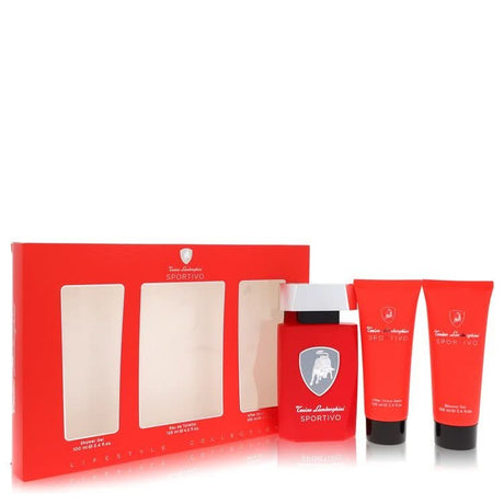 Lamborghini Sportivo by Tonino Lamborghini Gift Set - 4.2 oz Eau De Toilette Spray + 3.4 oz Shower Gel + 3.4 oz After Shave Balm for Men - The Melanated's Fundamentals