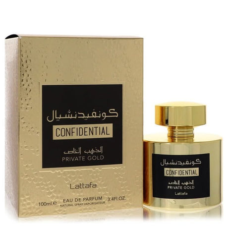 Lattafa Confidential Private Gold by Lattafa Eau De Parfum Spray (Unisex) 3.4 oz for Men - The Melanated's Fundamentals