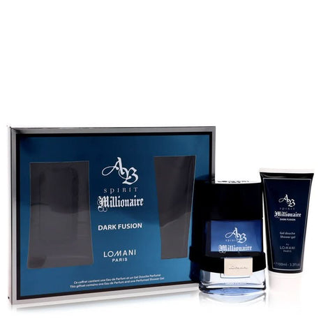 Spirit Millionaire Dark Fusion by Lomani Gift Set - 3.3 oz Eau De Parfum Spray + 3.3 oz Shower Gel for Men - The Melanated's Fundamentals