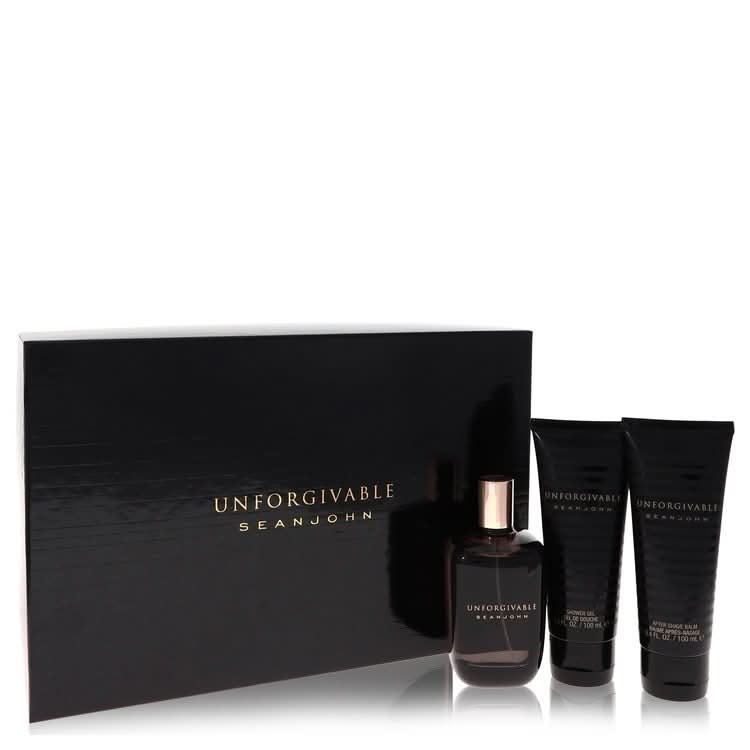 Unforgivable by Sean John Gift Set - 4.2 oz Eau De Toilette Spray + 3.4 oz Shower Gel + 3.4 oz After Shave Balm for Men - The Melanated's Fundamentals